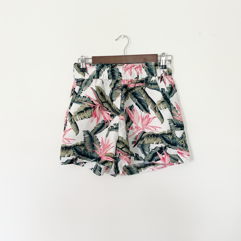Loft Tropical Print Paper Bag Pull On Shorts